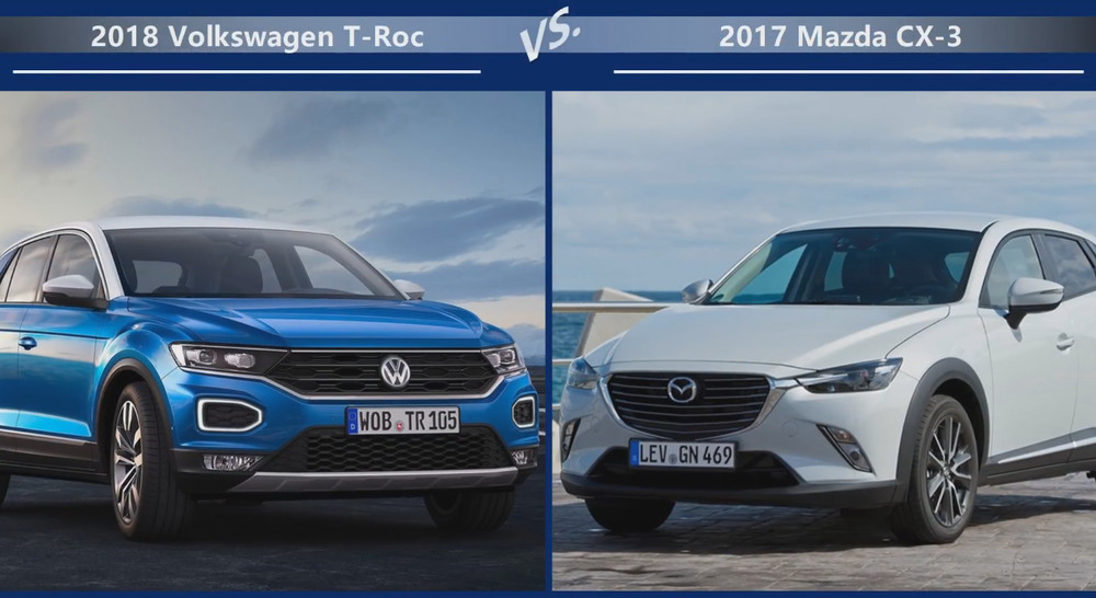 VW T-Roc vs Mazda CX-3 Внешние размеры